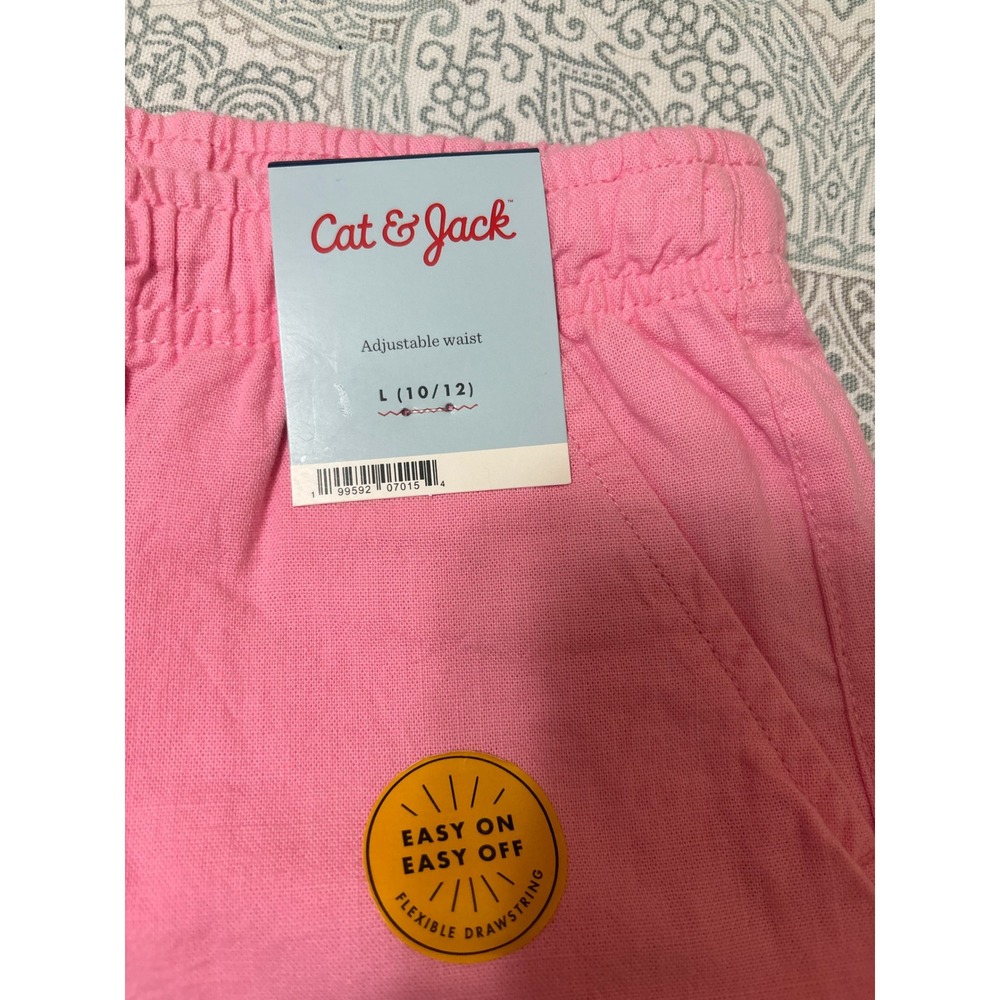 Cat & Jack Girls Pink Adjustable Waist Pull On Shorts Size L 10/12 NWT - Picture 2 of 5